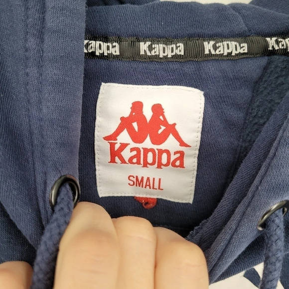 KAPPA blue hoodie with stripe sleeves small - Picture 4 of 6